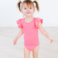 Neon Pink S/S Flutter Sleeve Leotard