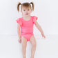 Neon Pink S/S Flutter Sleeve Leotard