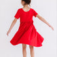 Red S/S Pocket Twirl Dress