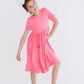 Neon Pink S/S Pocket Twirl Dress