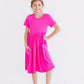 Hot Pink S/S Pocket Twirl Dress