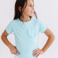 Aqua Ruffle Pocket Tee