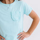 Aqua Ruffle Pocket Tee