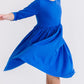Royal Blue 3/4 Sleeve Pocket Twirl Dress