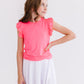 Neon Pink S/S Ruffle Tee