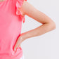 Neon Pink S/S Ruffle Tee