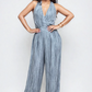 Skyline Pleated Halter Jumpsuit – Slate Blue