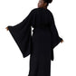 Kimono Viscose Long Robe in Black with pockets