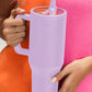 Orchid Petal Frosted Stainless Handle Large Vacuum Cup with Straw 40oz