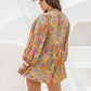 Floral Tie Neck Balloon Sleeve Romper