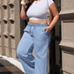 Beau Blue Casual Wide Slit Leg High Waist Loose Jeans