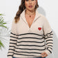 Zip-Up Striped Sweater