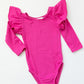 Hot Pink L/S Flutter Sleeve Leotard