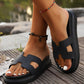 Black Cutout Design Open Toe Platform Slippers