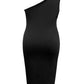 Twisted One Shoulder Sleeveless Midi Dress