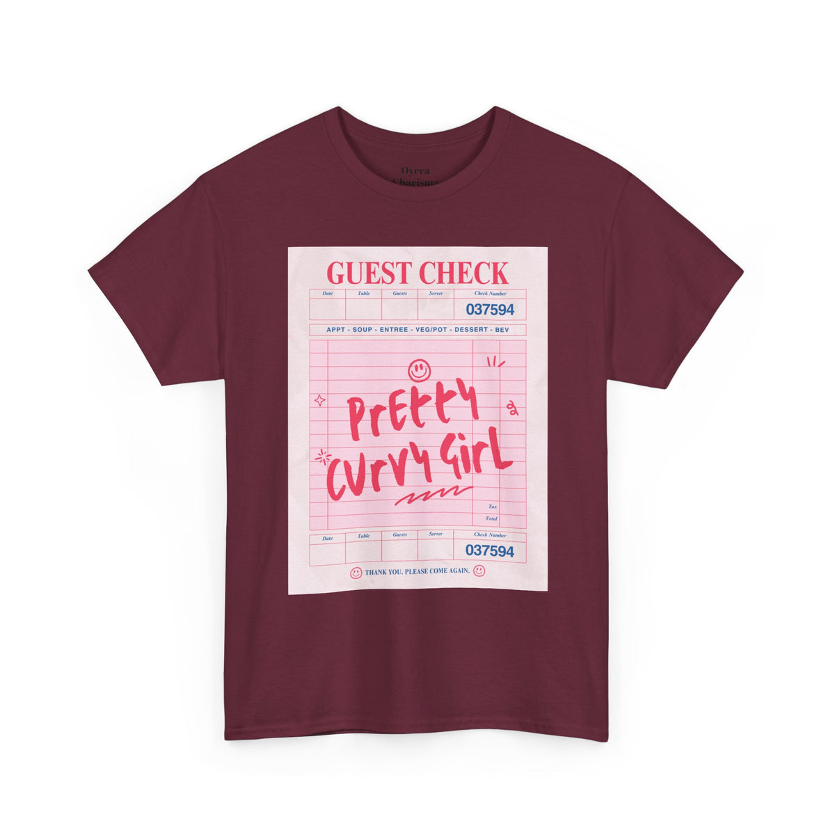 Pretty Curvy Girl Tee — Pink Guest Check Graphic Shirt