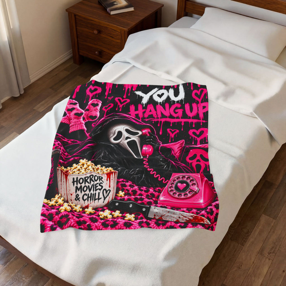 You Hang Up Horror Movie & Chill Velveteen Plush Blanket