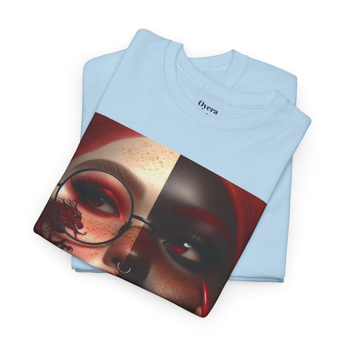 Graphic Tee — Dual-Faced Gothic Rose Portrait