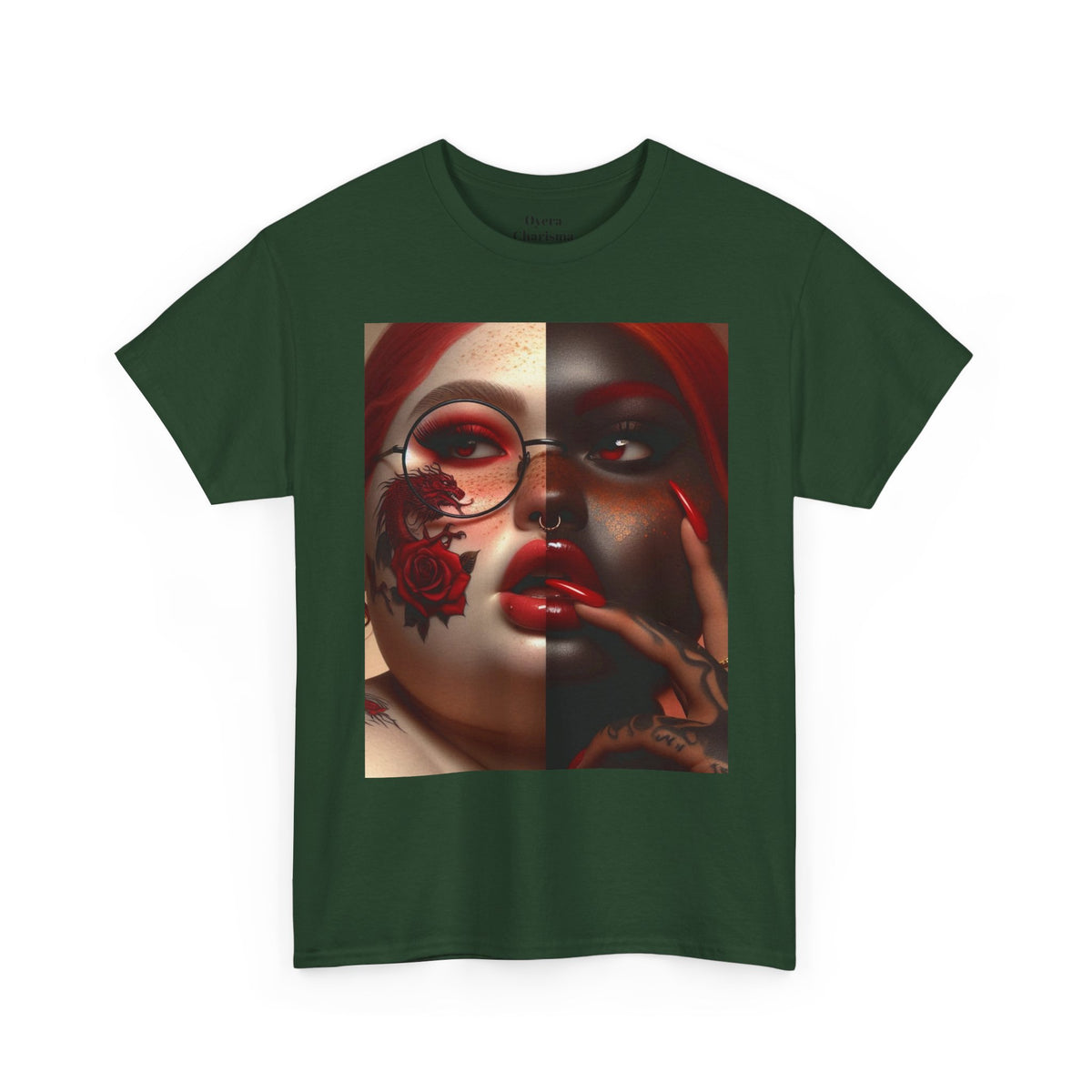 Graphic Tee — Dual-Faced Gothic Rose Portrait