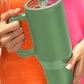 Dark Green Frosted Stainless Handle Large Vacuum Cup with Straw 40oz