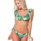 TROPICAL LEAF RUFFLE TRIM BIKINI