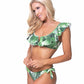 TROPICAL LEAF RUFFLE TRIM BIKINI