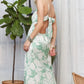 Print Spaghetti Strap Maxi Dress in Green