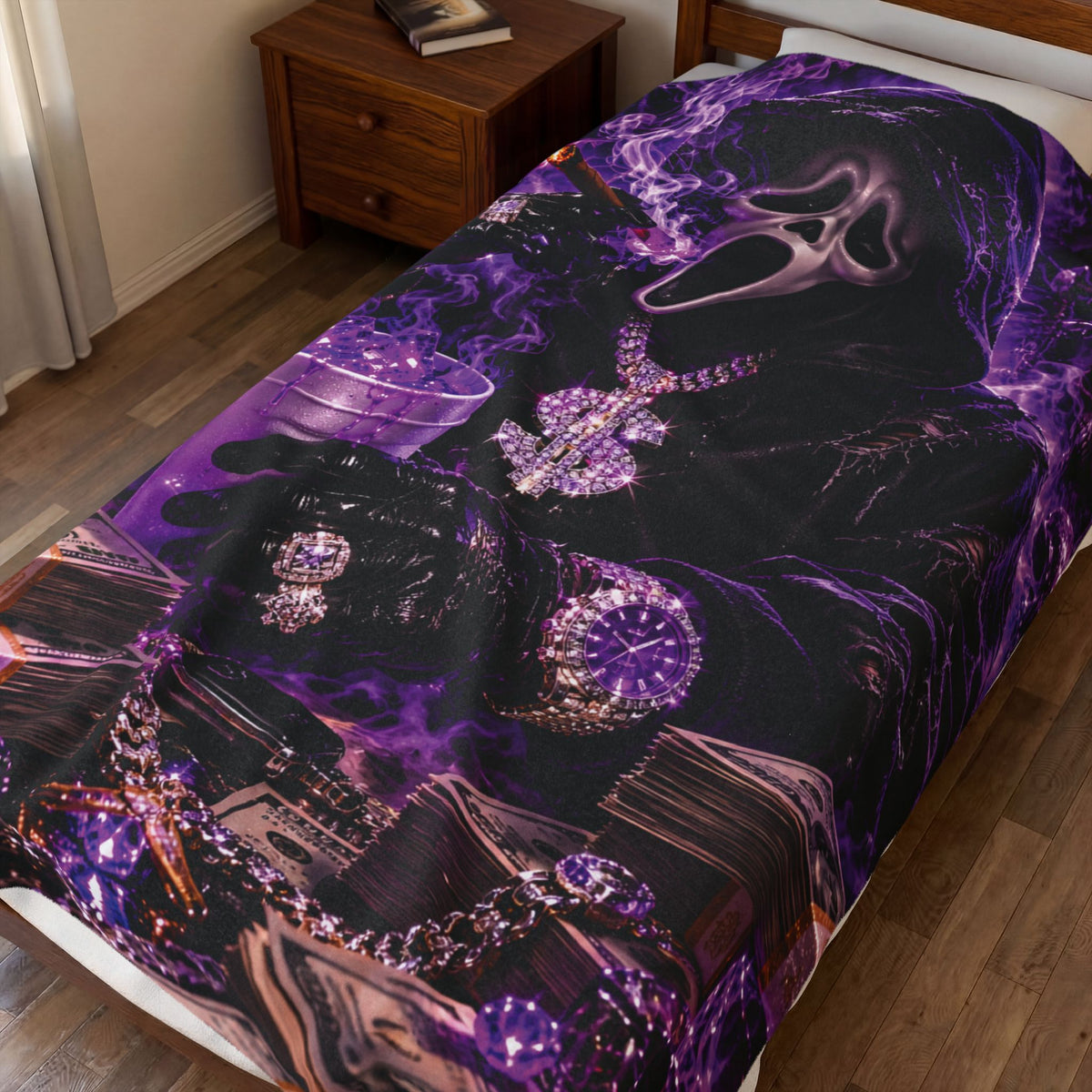 Gothic Ghostface Purple Velveteen Plush Blanket