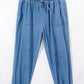 Dusk Blue Drawstring Waist Pocketed Denim Joggers