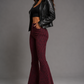 Leopard Print Bell Bottom Pant in Burgundy