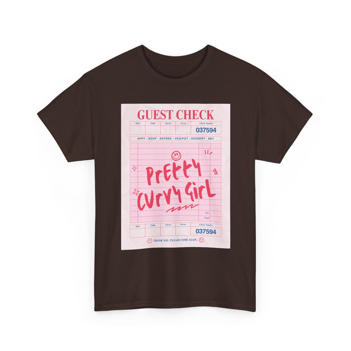 Pretty Curvy Girl Tee — Pink Guest Check Graphic Shirt