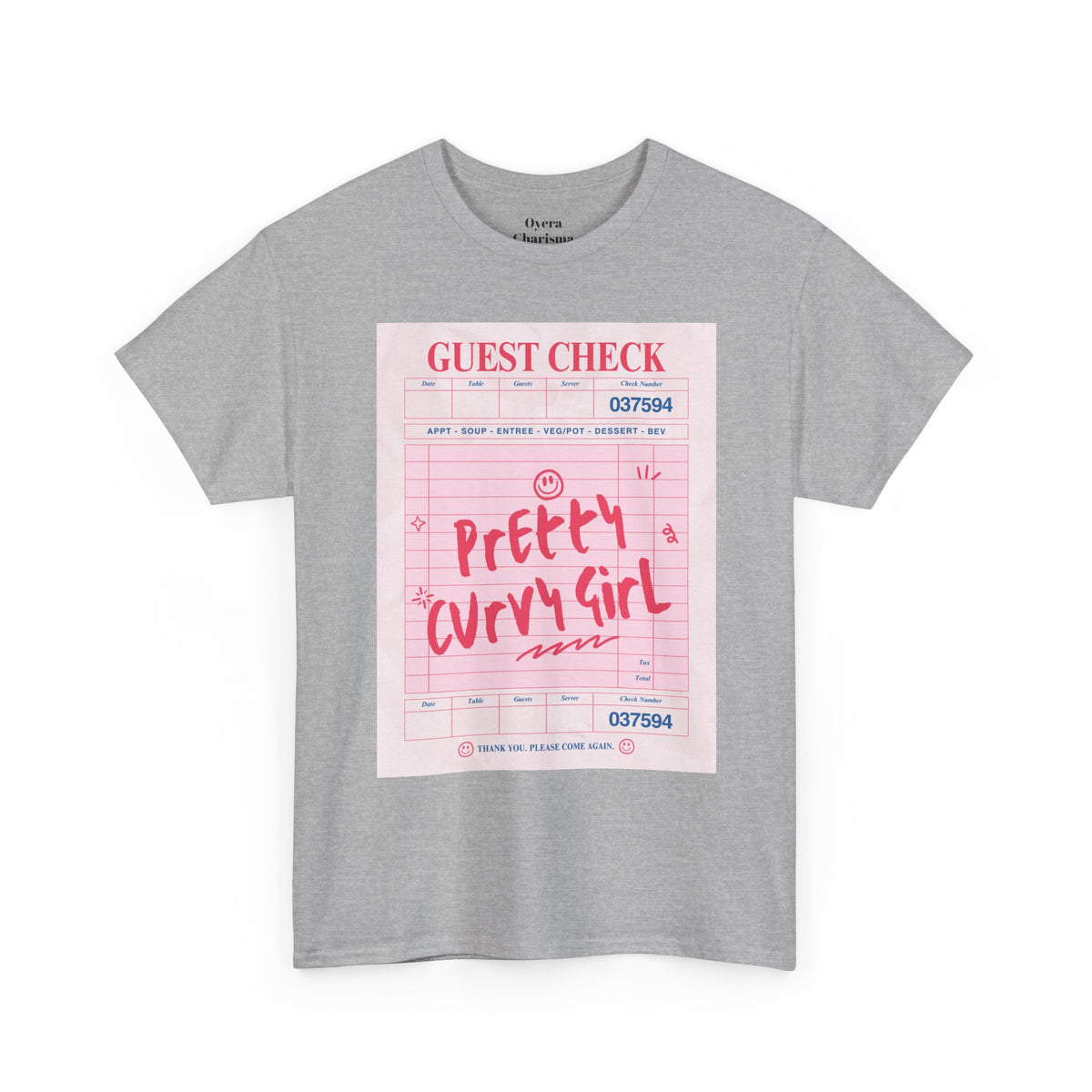 Pretty Curvy Girl Tee — Pink Guest Check Graphic Shirt