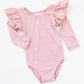 Vintage Pink L/S Flutter Sleeve Leotard