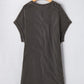 Carbon Grey Corded V Neck T Shirt Dress with Pockets