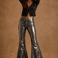 Metallic Bell Bottom Jean in Black Denim