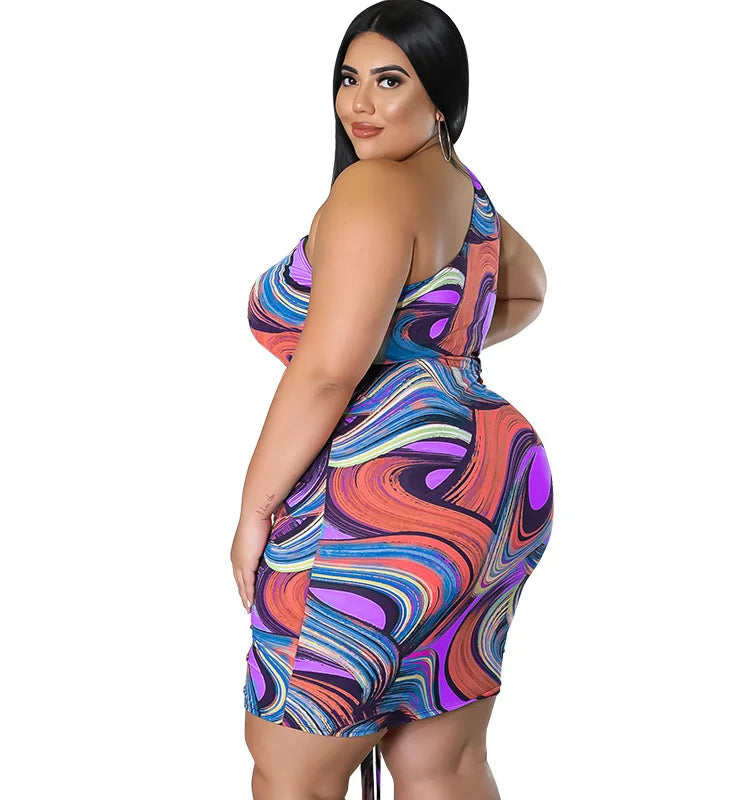 “Club Nights” Single Shoulder Hollow Out Mini Dress