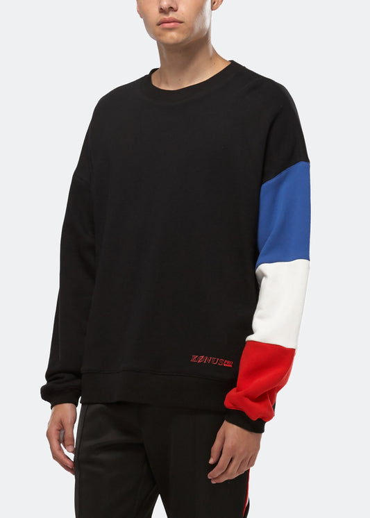 Konus Men's Color Blocked Sweatshirt in Black