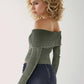 Double Take Ribbed Off-Shoulder Zip Up Long Sleeve Cardigan