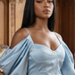 Athina elegant puff shoulder satin mini dress