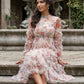 Floral Ruffle Sheer Midi Dress