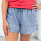 Beau Blue Pocketed Drawstring High Waist Denim Shorts