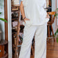 Beige Textured Collared Top and Pants Set