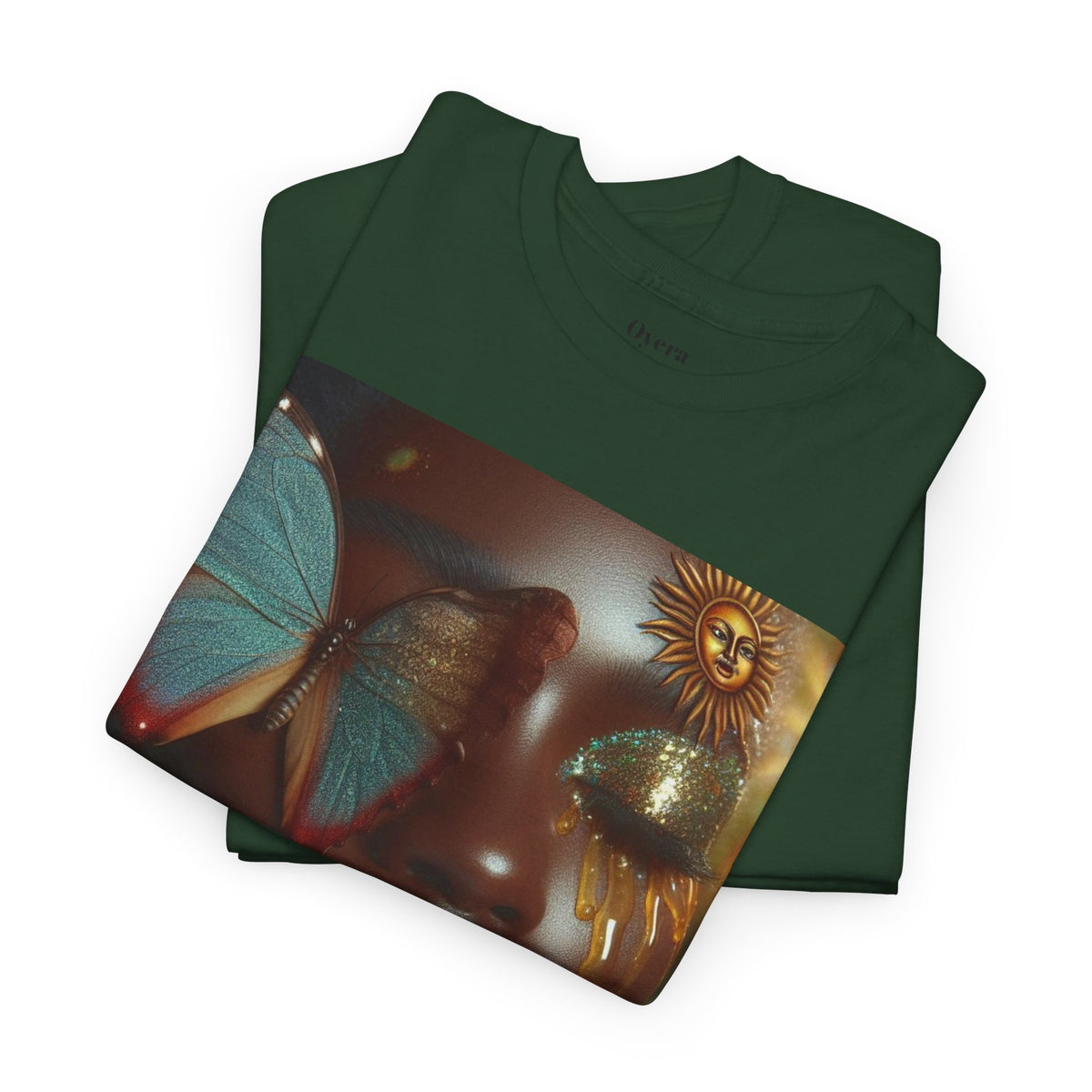 Butterfly Sunface T‑Shirt — Surreal Portrait Art Tee