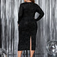 Honey Cutout Slit Round Neck Long Sleeve Dress