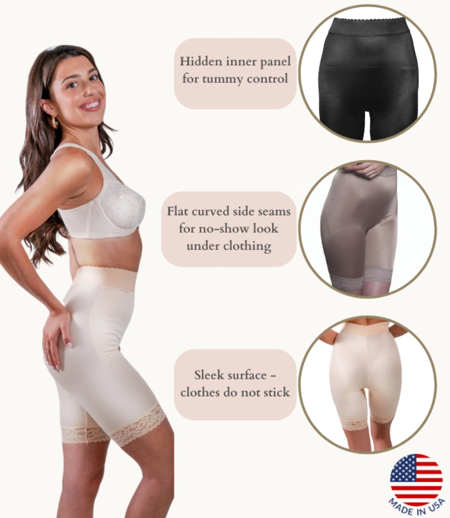 High Waist Light Shaping Bike Short | Satin 4-Way Stretch with Built-In Panty
