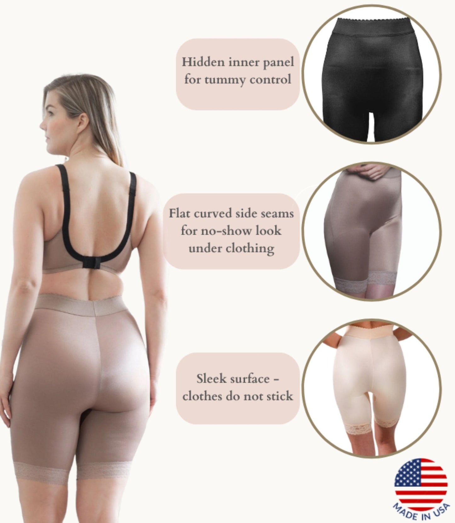 High Waist Light Shaping Bike Short | Satin 4-Way Stretch with Built-In Panty