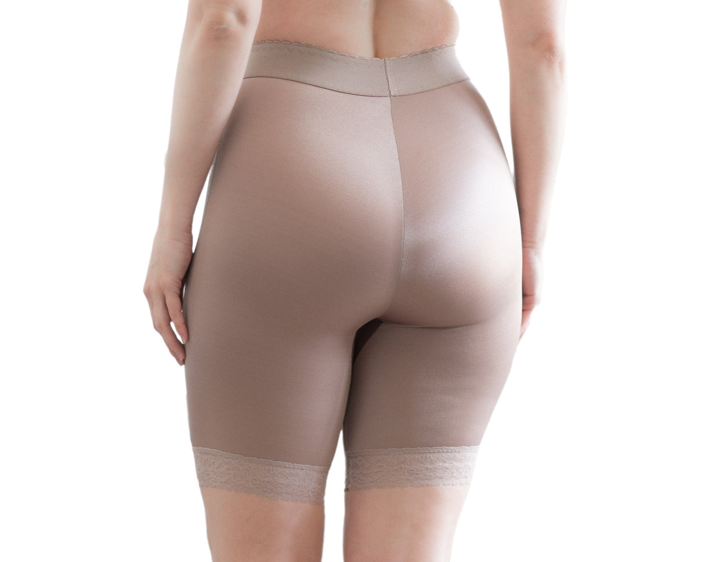 High Waist Light Shaping Bike Short | Satin 4-Way Stretch with Built-In Panty
