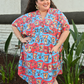 Brownstone Betties Midi Caftan in Red & Blue