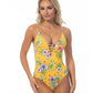 YELLOW ISLAND PRINT ONE PIECE SWIMSUIT