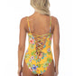 YELLOW ISLAND PRINT ONE PIECE SWIMSUIT